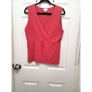 Ann Taylor Loft Women's Baby Doll Coral Sleeveless V-Neck Knit Top XL